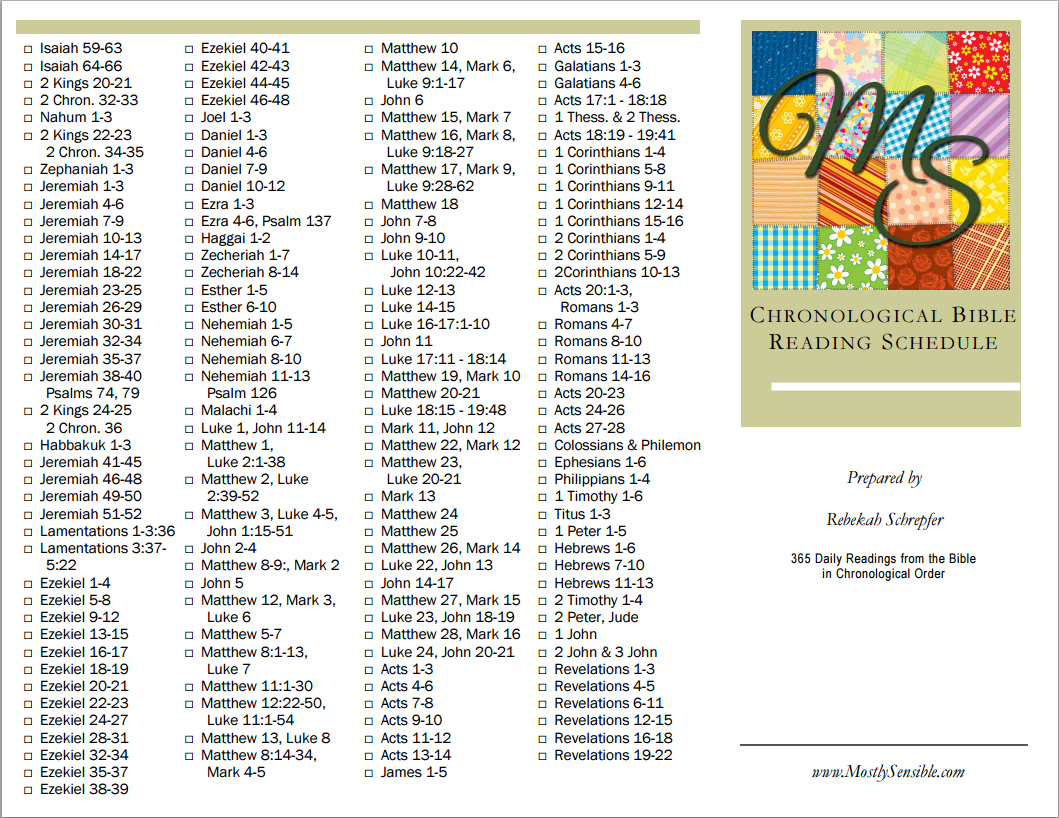Free printable chronological bible reading plans